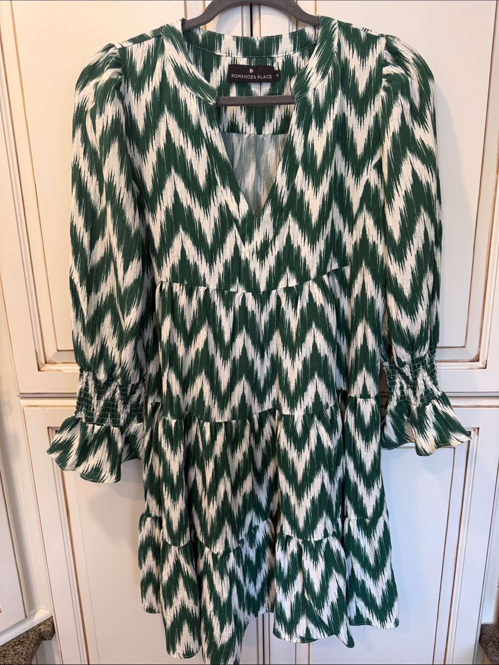 Tuckernut Pomander Place Green Ikat Kenzo Dress- SZ M